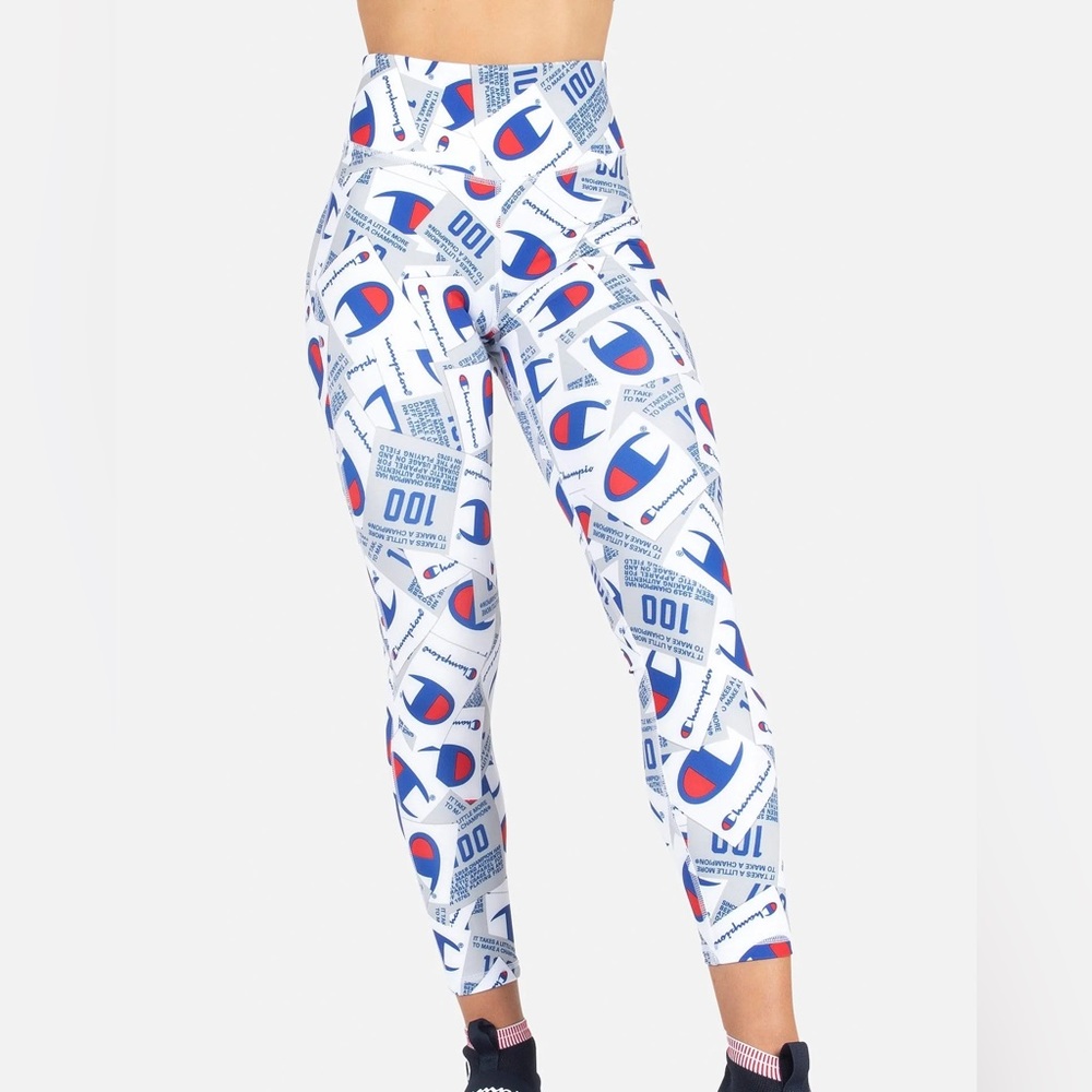 Champion High-Waisted Jock Tag AOP Leggings size M (leggings only)